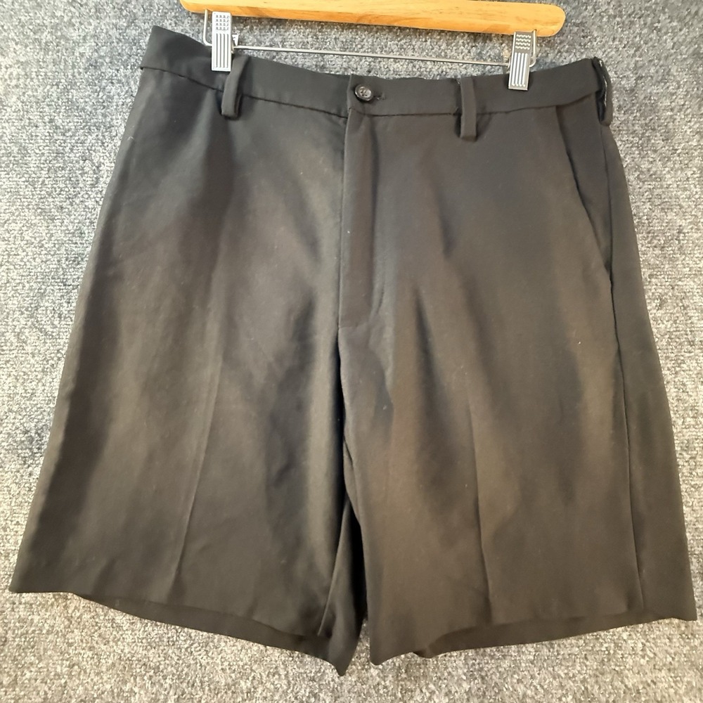 Chaps Mens Dress Shorts‎ 32 Black Flat Front Classic Golf Casual Polyester